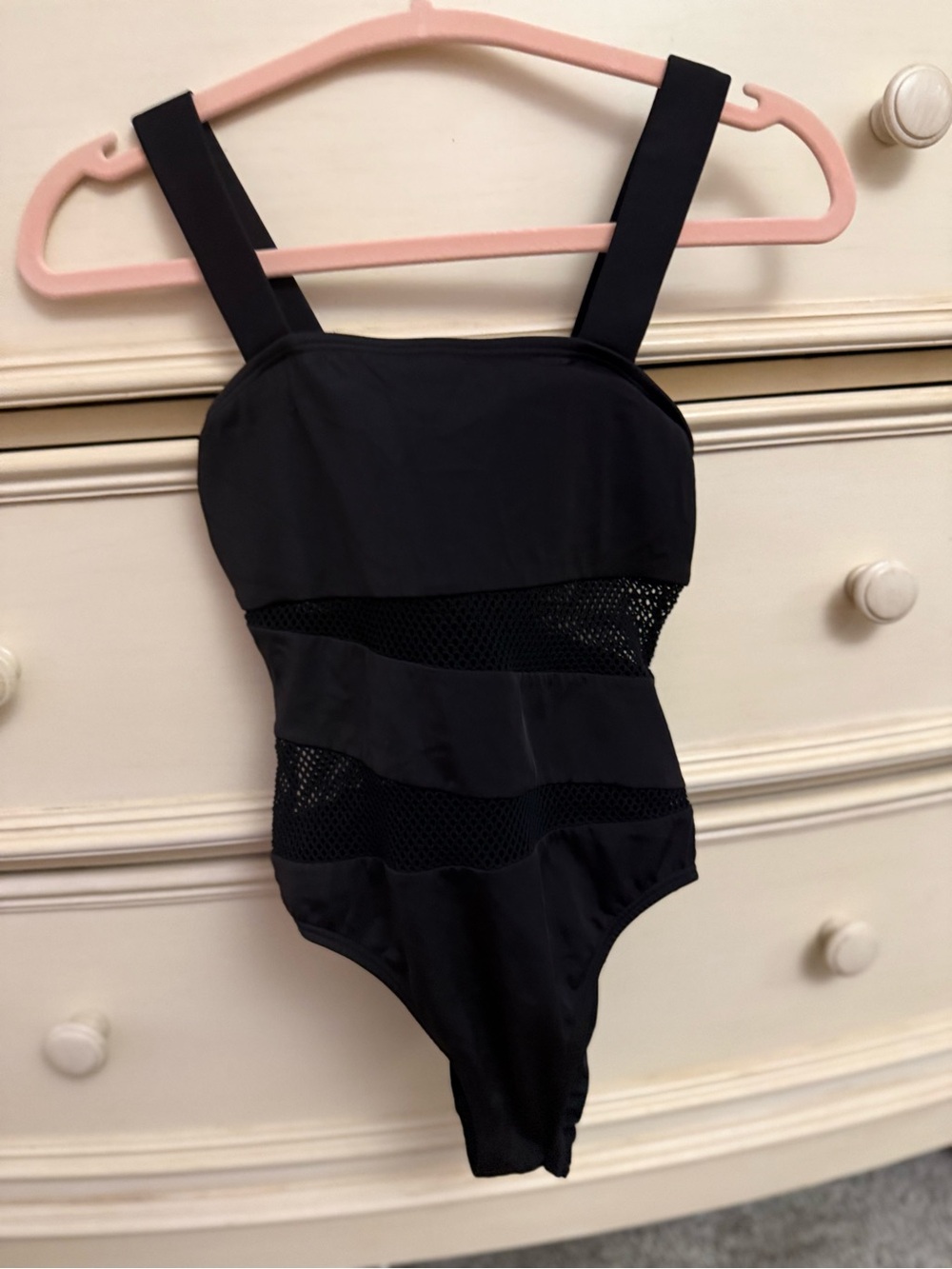 DKNY Black One-Piece Swimsuit with Mesh Insets